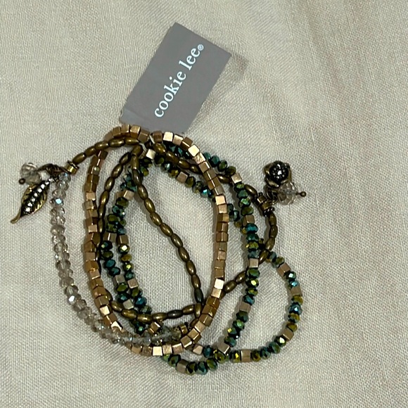 Set of 5 Crystal & Metal Bracelets - Picture 1 of 4